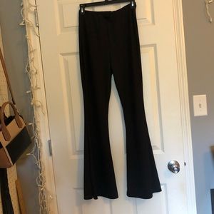 Ribbed Black Flare Pant